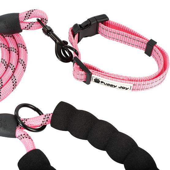 Reflective Dog Leash and Collar PJ-036 Pink