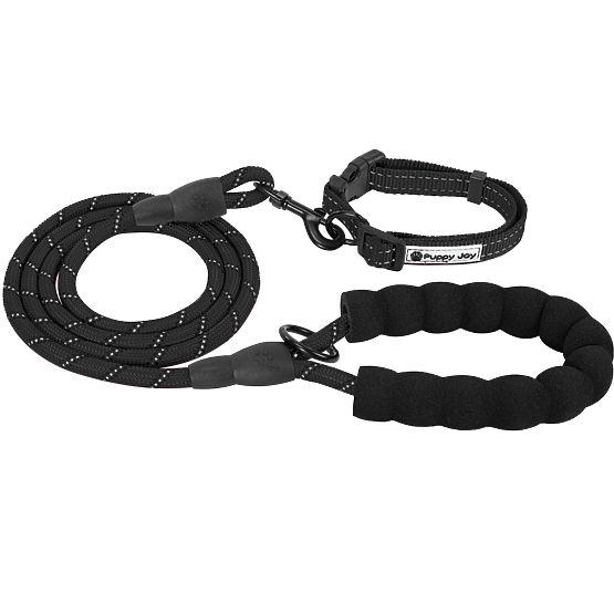 Reflective Dog Leash and Collar PJ-091 Black