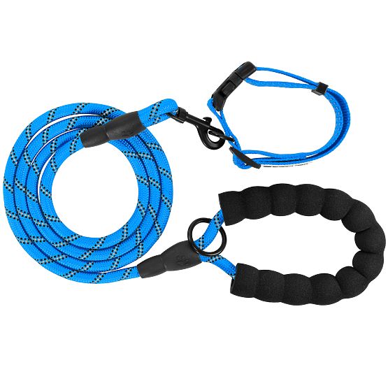 Reflective Leash and Collar for Dog PJ-037 Blue