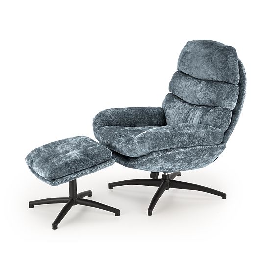 Relaxation Chair DARIO with Footrest and Rocking Function, Blue (1p=1pc)