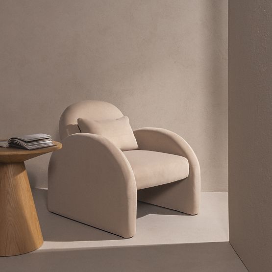 Relaxation Chair Rainbow Light Beige, Velvet, Rounded