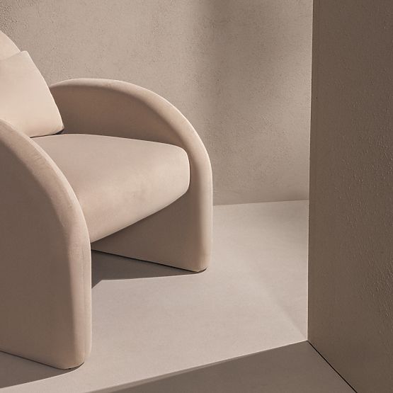 Relaxation Chair Rainbow Light Beige, Velvet, Rounded