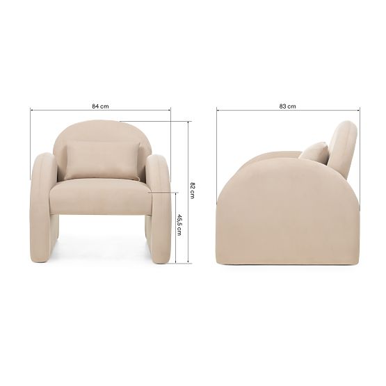 Relaxation Chair Rainbow Light Beige, Velvet, Rounded