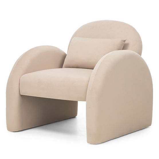 Relaxation Chair Rainbow Light Beige, Velvet, Rounded