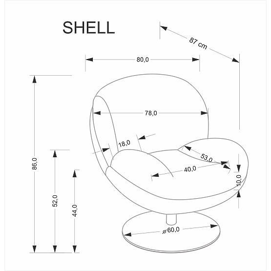 Relaxation Chair SHELL, Grey (1p=1pc)