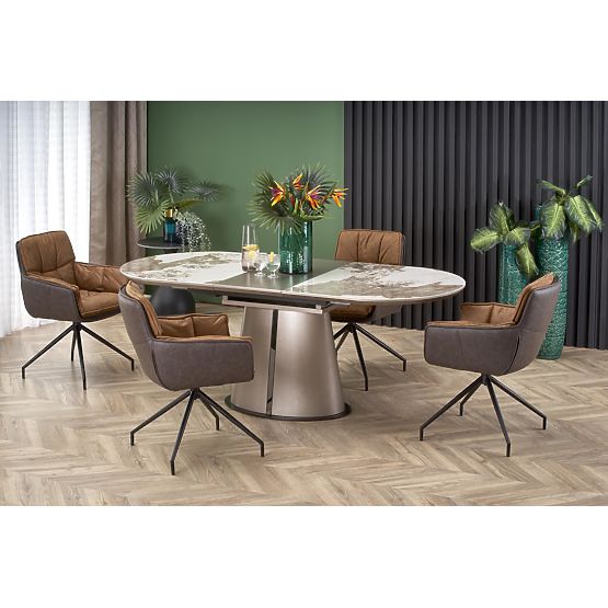 ROBINSON extendable table, beige marble / cappuccino / black (3p=1pc)