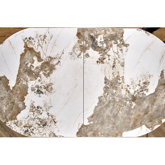 ROBINSON extendable table, beige marble / cappuccino / black (3p=1pc)