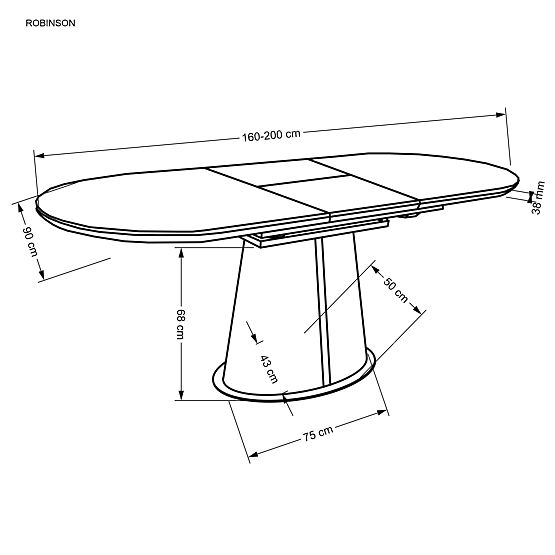 ROBINSON extendable table, beige marble / cappuccino / black (3p=1pc)