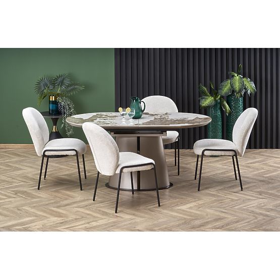 ROBINSON extendable table, beige marble / cappuccino / black (3p=1pc)