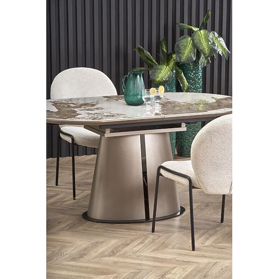 ROBINSON extendable table, beige marble / cappuccino / black (3p=1pc)