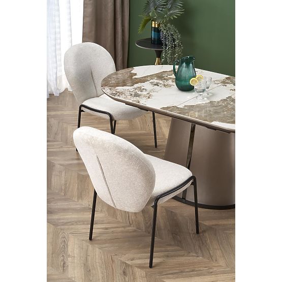 ROBINSON extendable table, beige marble / cappuccino / black (3p=1pc)