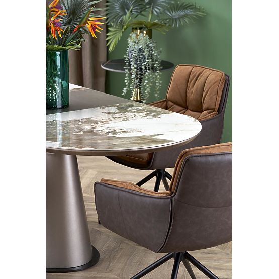 ROBINSON extendable table, beige marble / cappuccino / black (3p=1pc)