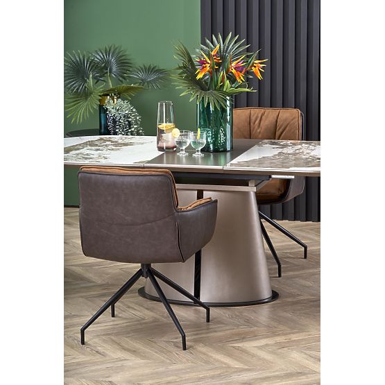 ROBINSON extendable table, beige marble / cappuccino / black (3p=1pc)
