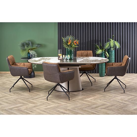 ROBINSON extendable table, beige marble / cappuccino / black (3p=1pc)
