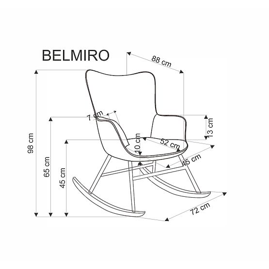 Rocking chair BELMIRO - gray corduroy