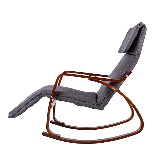 Rocking Chair with Adjustable Footrest and Wooden Armrests