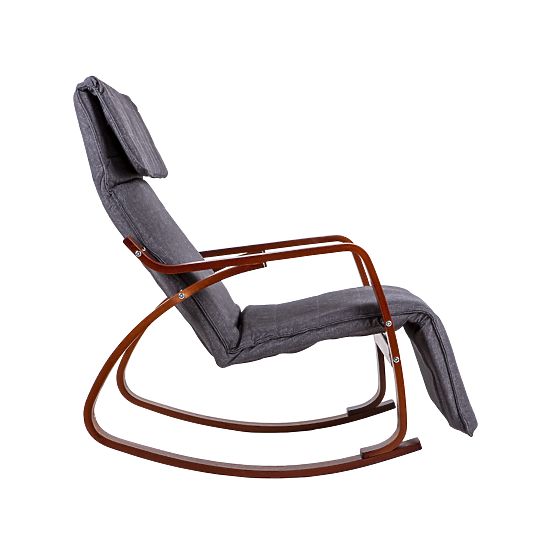 Rocking Chair with Adjustable Footrest and Wooden Armrests