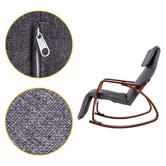 Rocking Chair with Adjustable Footrest and Wooden Armrests