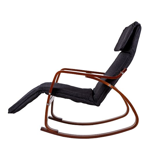 Rocking Chair with Adjustable Footrest and Wooden Armrests