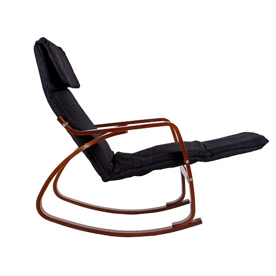 Rocking Chair with Adjustable Footrest and Wooden Armrests