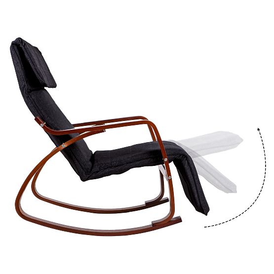 Rocking Chair with Adjustable Footrest and Wooden Armrests
