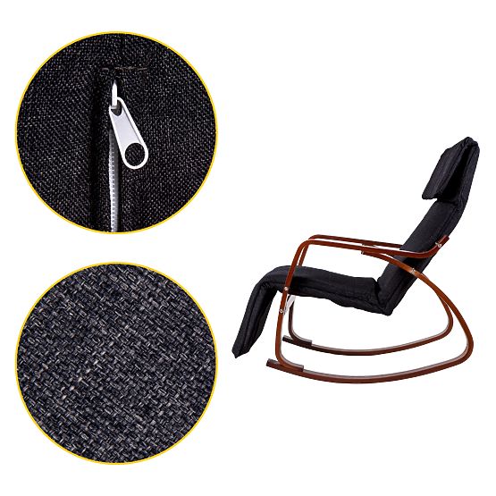 Rocking Chair with Adjustable Footrest and Wooden Armrests