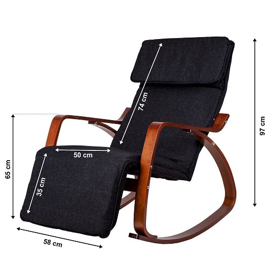 Rocking Chair with Adjustable Footrest and Wooden Armrests