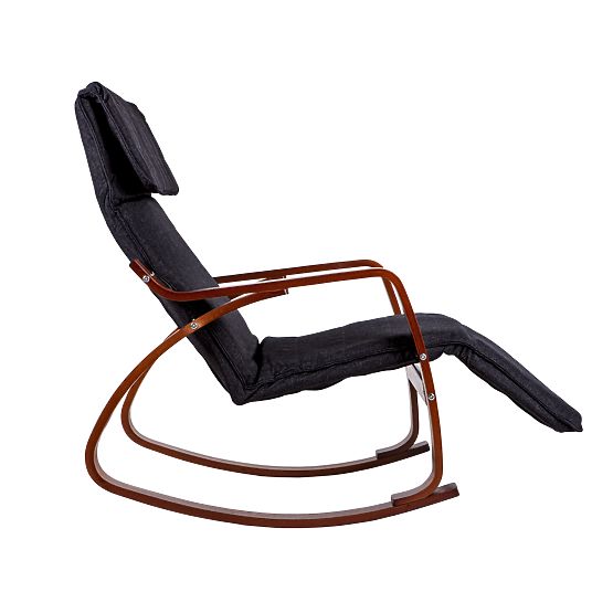 Rocking Chair with Adjustable Footrest and Wooden Armrests
