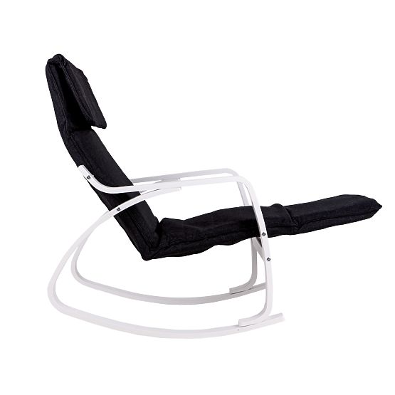 Rocking Chair with Adjustable Footrest White Black