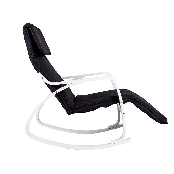 Rocking Chair with Adjustable Footrest White Black