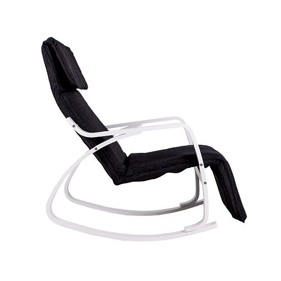 Rocking Chair with Adjustable Footrest White Black
