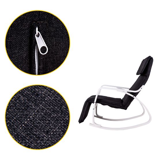 Rocking Chair with Adjustable Footrest White Black