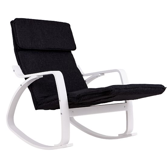 Rocking Chair with Adjustable Footrest White Black