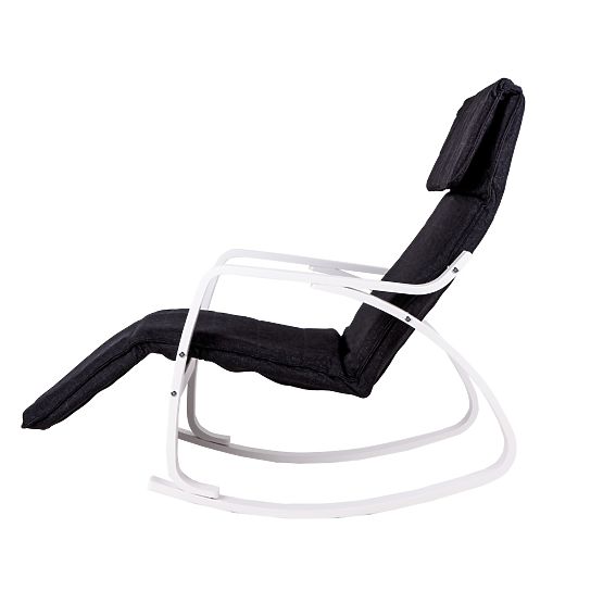 Rocking Chair with Adjustable Footrest White Black