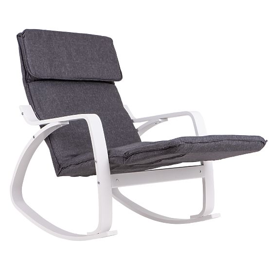 Rocking Chair with Adjustable Footrest White Frame