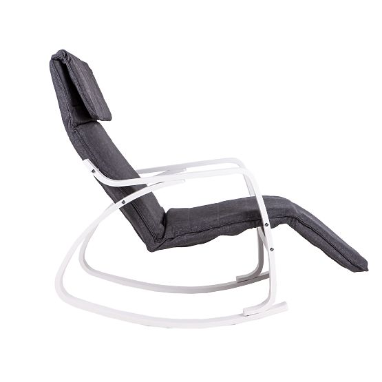 Rocking Chair with Adjustable Footrest White Frame