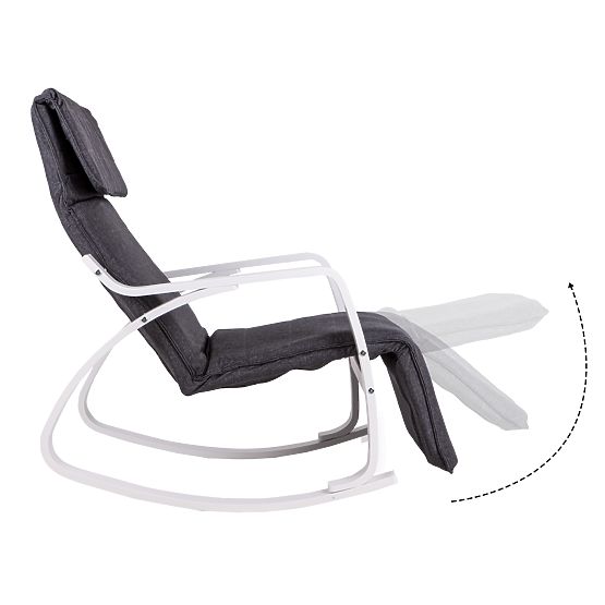 Rocking Chair with Adjustable Footrest White Frame