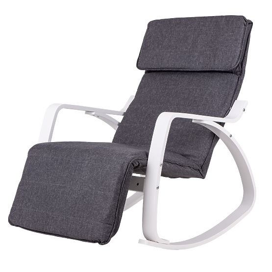 Rocking Chair with Adjustable Footrest White Frame