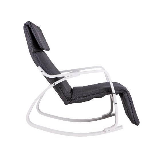 Rocking Chair with Adjustable Footrest White Frame