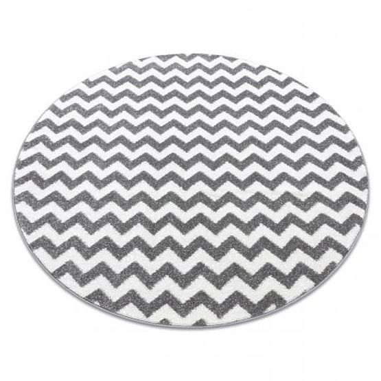 Round Carpet SKETCH - F561 Zigzag, Gray White
