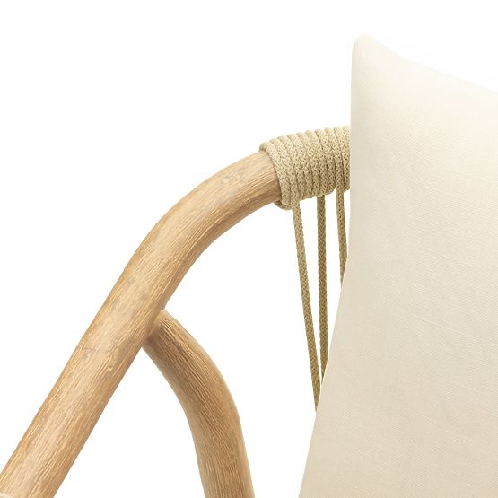 Rovigo Garden Chair with Woven Rope, Light Acacia Wood/Light Beige, Rounded