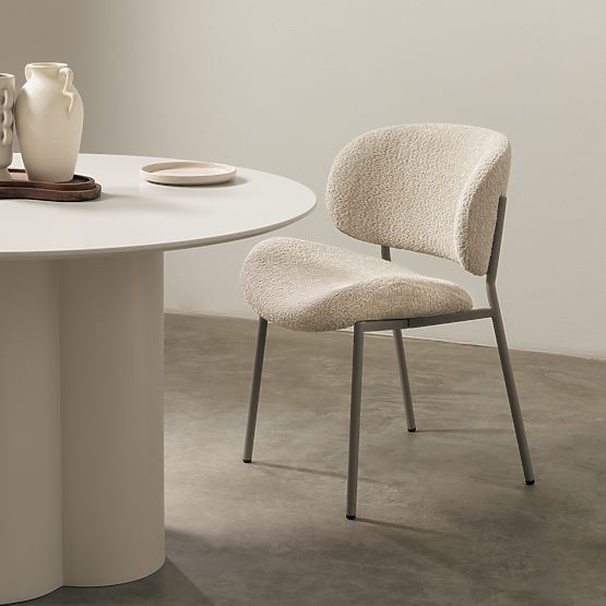 Safira Upholstered Chair Beige, Boucle