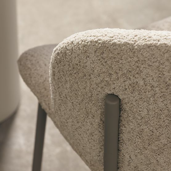 Safira Upholstered Chair Beige, Boucle