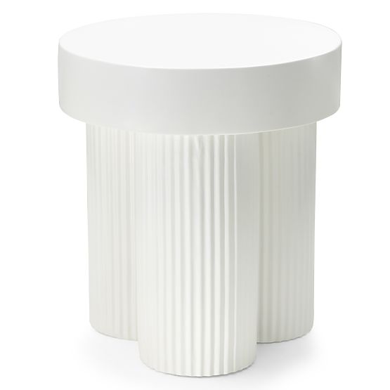 Salerno Coffee Table 45 cm, Round, White, with Grooving