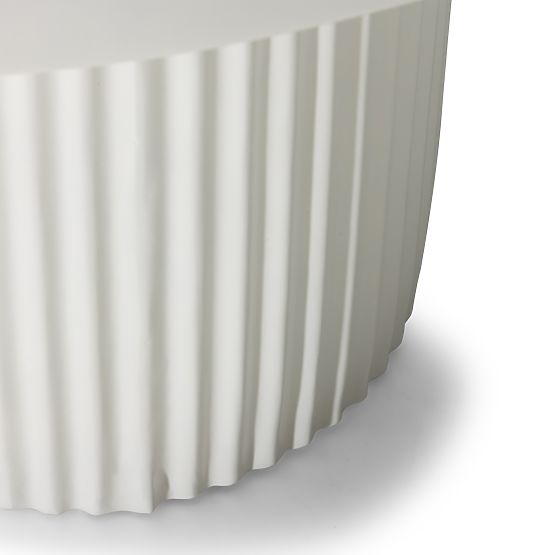 Salerno Coffee Table 70 cm, Round, White, Grooved