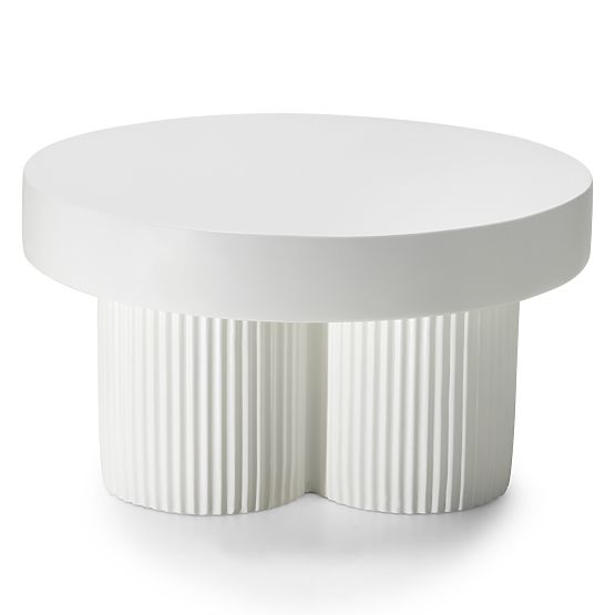 Salerno Coffee Table 70 cm, Round, White, Grooved