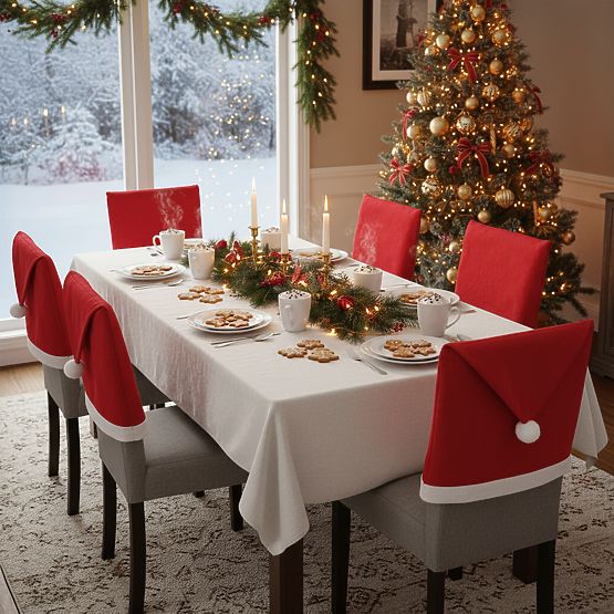 Santa Claus Hat Chair Covers 2 pcs