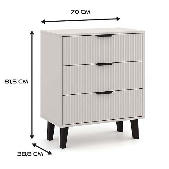 Scandi 3S SLIM Chest of Drawers in Cashmere Beige