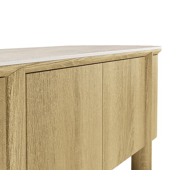 Segretto TV Cabinet with Four Doors, Rounded, Natural Oak, Travertine