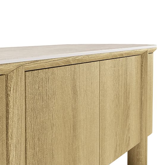 Segretto TV Cabinet with Four Doors, Rounded, Natural Oak, Travertine